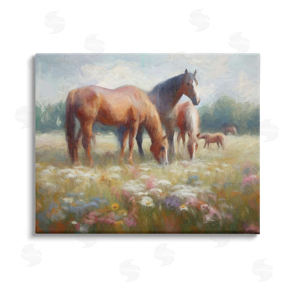 stupell industries Ramona Murdock | Horse Family in Meadow Wall Art