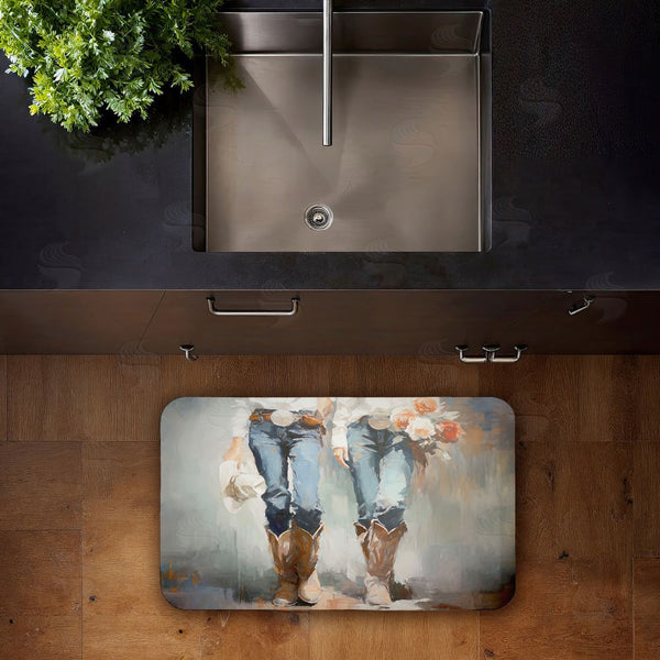 Stupell Industries Ramona Murdock | I'll Be Me Floral Cowgirl Anti-Fatigue Mat