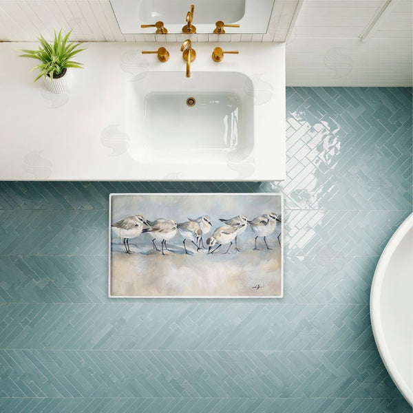 Stupell Industries Ramona Murdock | Shore Birds In A Line Plush Bath Mat