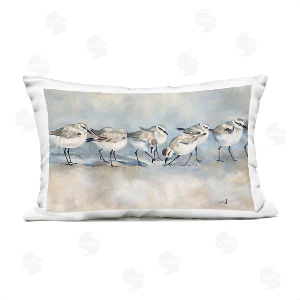 Stupell Industries Ramona Murdock | Shore Birds Lineup On Beach Printed Throw Pillow