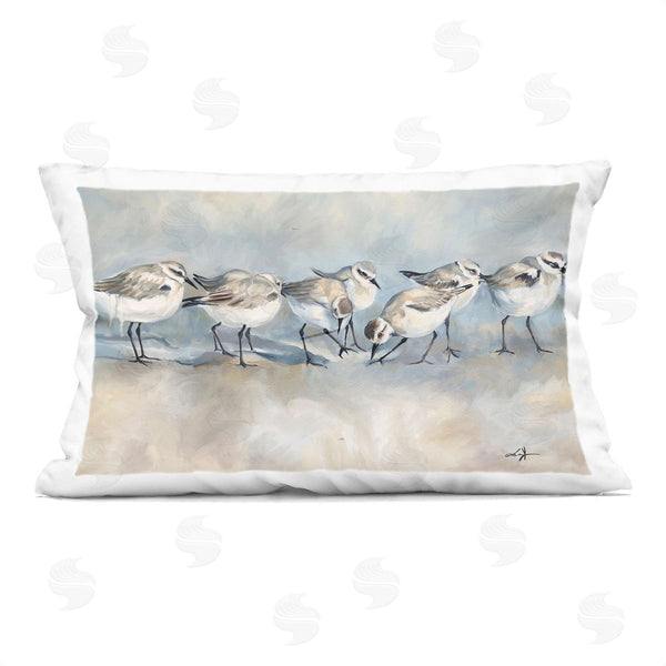 stupell industries Ramona Murdock | Shore Birds Lineup on Beach Printed Throw Pillow