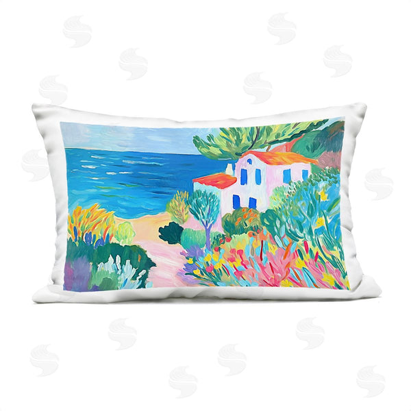 Stupell Industries Ramona Murdock | Vibrant House On The Beach Printed Throw Pillow