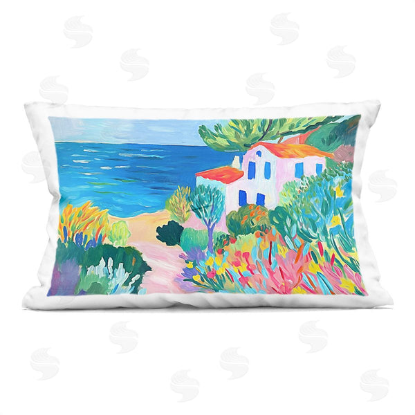 stupell industries Ramona Murdock | Vibrant House On The Beach Printed Throw Pillow