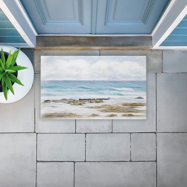 Stupell Industries Ramona Murdock | Wave Therapy Rocky Shore Non-Woven Door Mat