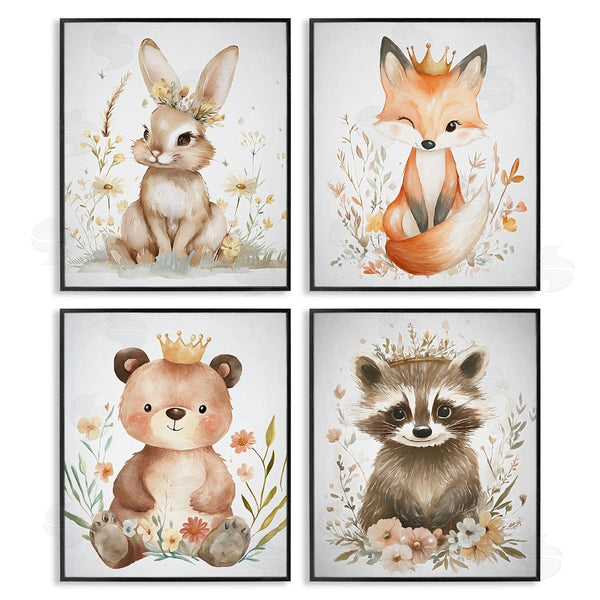 Stupell Industries Ramona Murdock | Whimsical Crowned Baby Animals Wall Art