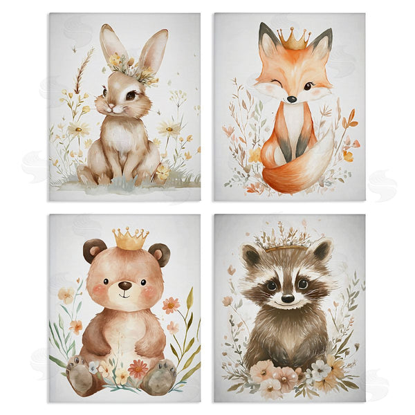 stupell industries Ramona Murdock | Whimsical Crowned Baby Animals Wall Art