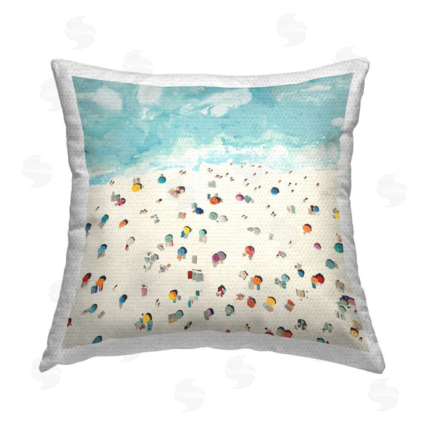 Stupell Industries Randy Hibberd | Aerial View Beach Shore Printed Throw Pillow