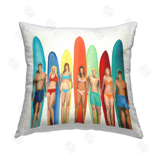 Stupell Industries Randy Hibberd | Surfers & Boards Ocean Sports Printed Throw Pillow