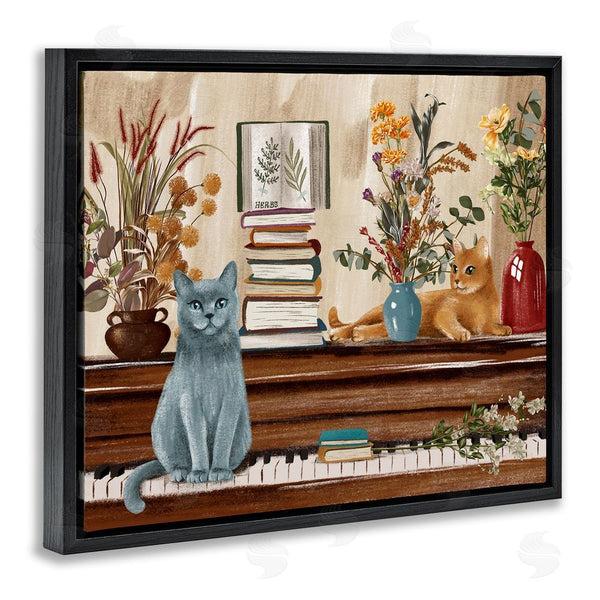 Stupell Industries Raquel Maciel | Cats & Books On Piano Wall Art