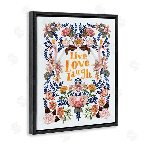 Stupell Industries Raquel Maciel | Live Love Laugh Floral Crowned Swans Botanical Trim Wall Art