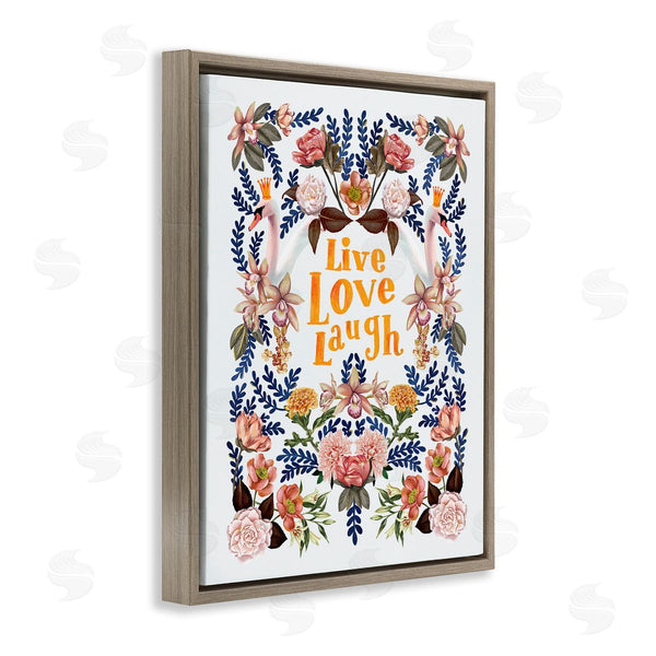 Stupell Industries Raquel Maciel | Live Love Laugh Floral Crowned Swans Botanical Trim Wall Art