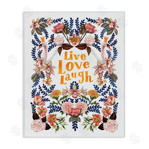 stupell industries Raquel Maciel | Live Love Laugh Floral Crowned Swans Botanical Trim Wall Art