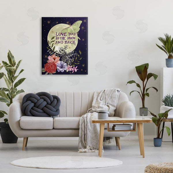 Stupell Industries Raquel Maciel | Love You Moonlit Night Sky Luna Moth Flowers Wall Art