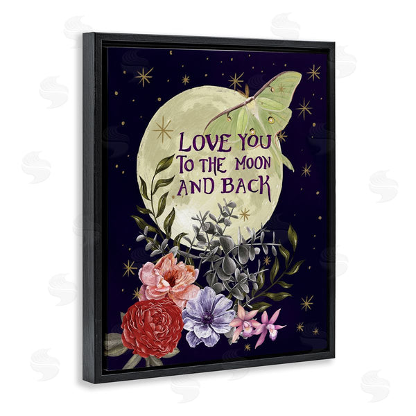 Stupell Industries Raquel Maciel | Love You Moonlit Night Sky Luna Moth Flowers Wall Art