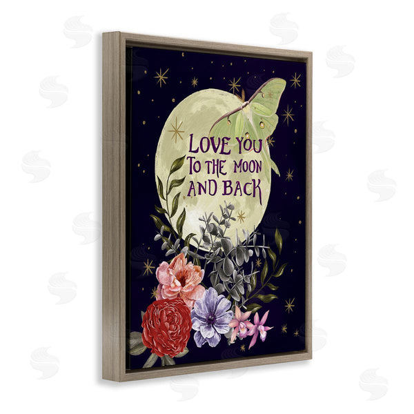 Stupell Industries Raquel Maciel | Love You Moonlit Night Sky Luna Moth Flowers Wall Art