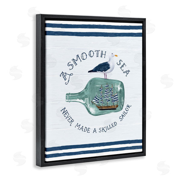 Stupell Industries Raquel Maciel | Nautical Beach Saying Seagull Grainy Stripes Pattern Wall Art