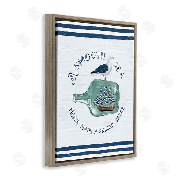 Stupell Industries Raquel Maciel | Nautical Beach Saying Seagull Grainy Stripes Pattern Wall Art