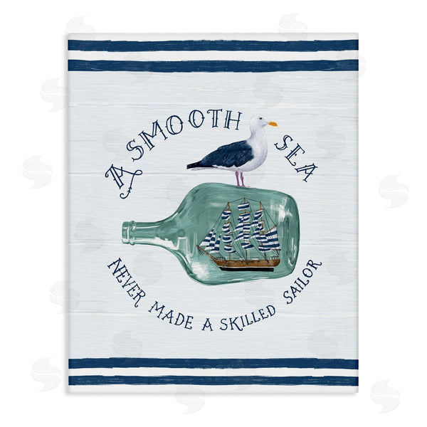 stupell industries Raquel Maciel | Nautical Beach Saying Seagull Grainy Stripes Pattern Wall Art