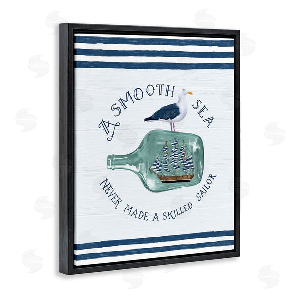 Stupell Industries Raquel Maciel | Ship In Bottle Seagull Striped Nautical Phrase Wall Art