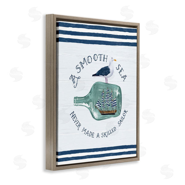 Stupell Industries Raquel Maciel | Ship In Bottle Seagull Striped Nautical Phrase Wall Art