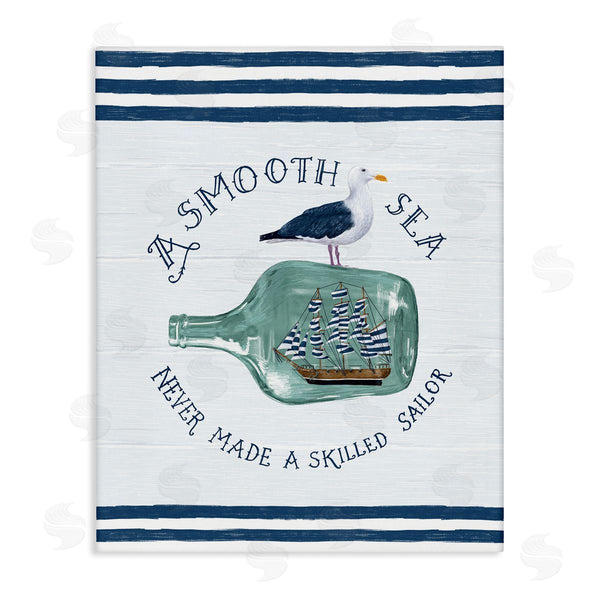 stupell industries Raquel Maciel | Ship In Bottle Seagull Striped Nautical Phrase Wall Art