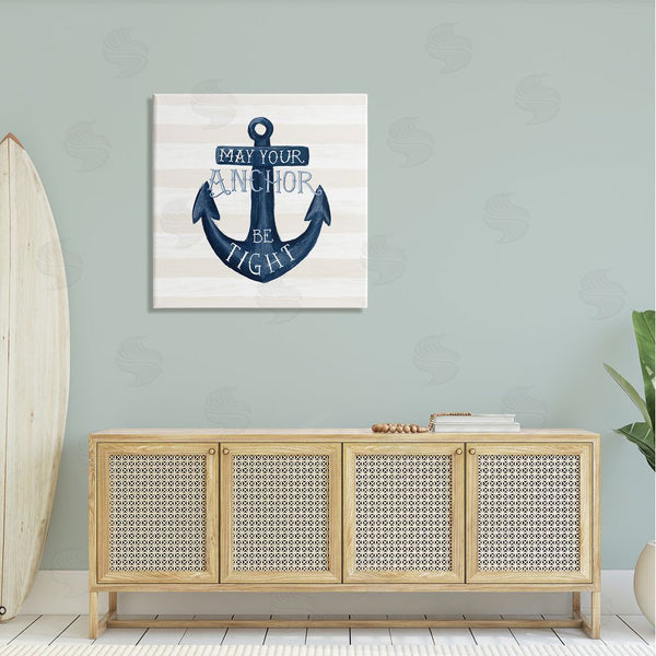Stupell Industries Raquel Maciel | Striped Anchor Phrase Nautical Beach Illustration Wall Art