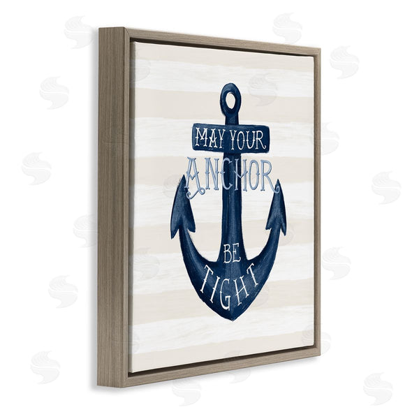 Stupell Industries Raquel Maciel | Striped Anchor Phrase Nautical Beach Illustration Wall Art