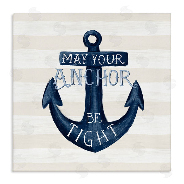 stupell industries Raquel Maciel | Striped Anchor Phrase Nautical Beach Illustration Wall Art