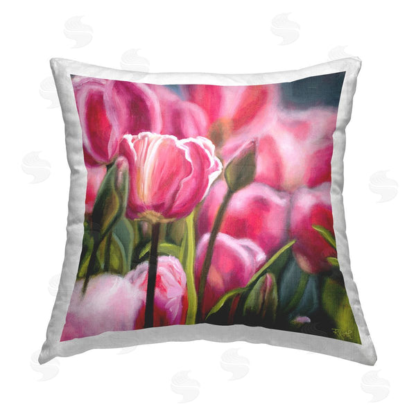 stupell industries Raquel Roth | Pink Tulips Garden Printed Throw Pillow