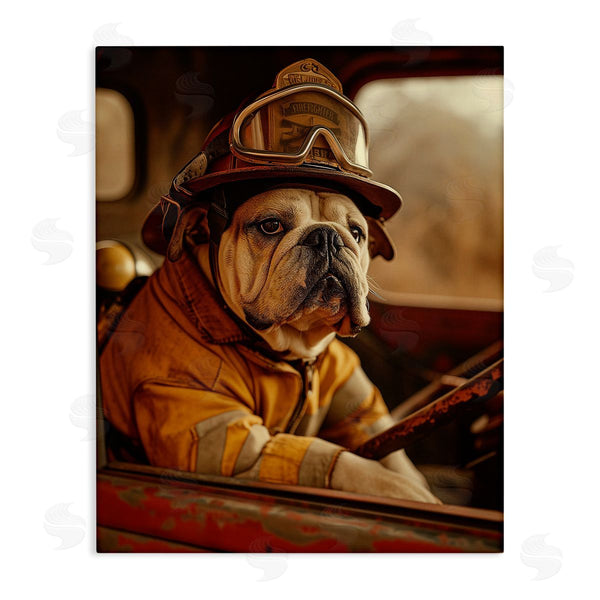 stupell industries Ray Heere | Rustic Bulldog Fireman