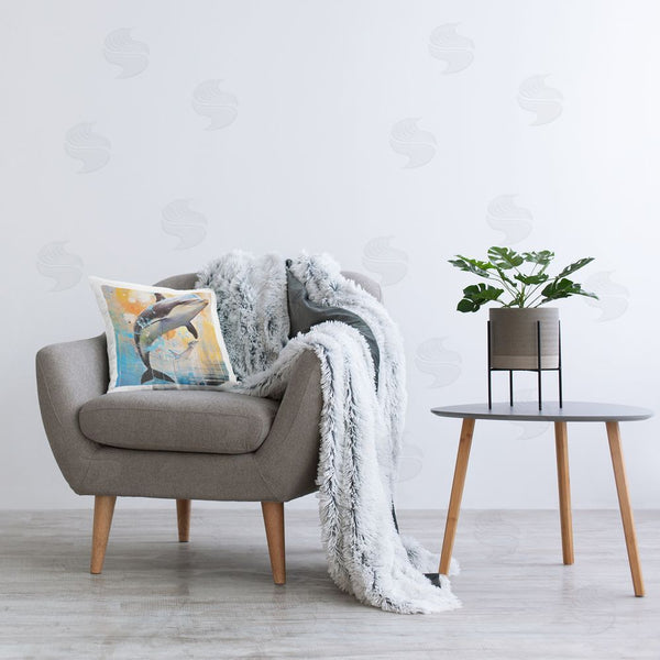 Stupell Industries Ray Powers | Abstract Splatter Dolphin Printed Throw Pillow