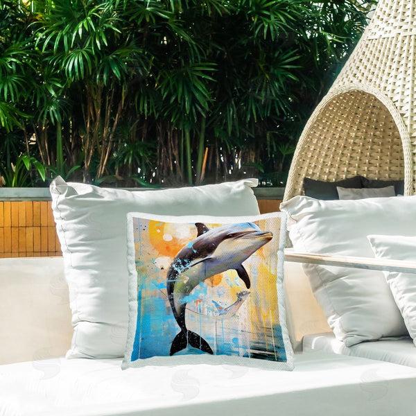 Stupell Industries Ray Powers | Abstract Splatter Dolphin Printed Throw Pillow