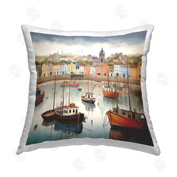 stupell industries Ray Powers | Beach Town Pier Printed Throw Pillow