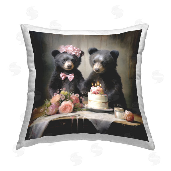 stupell industries Ray Powers | Bears & Wedding Cake Printed Throw Pillow