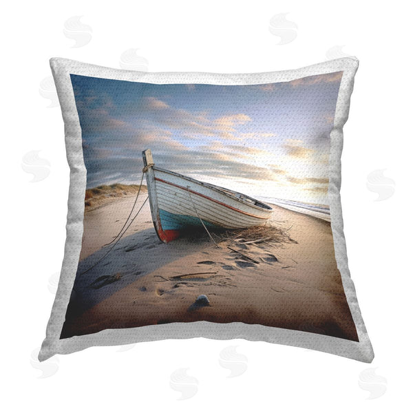 Stupell Industries Ray Powers | Boat On Beach Sand Printed Throw Pillow