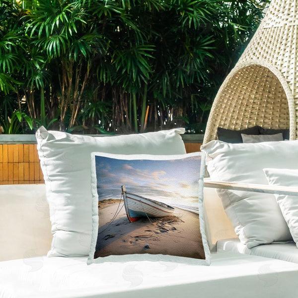 Stupell Industries Ray Powers | Boat On Beach Sand Printed Throw Pillow