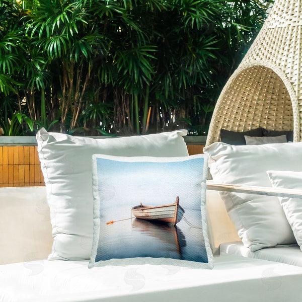 Stupell Industries Ray Powers | Calm Boat Reflection Printed Throw Pillow