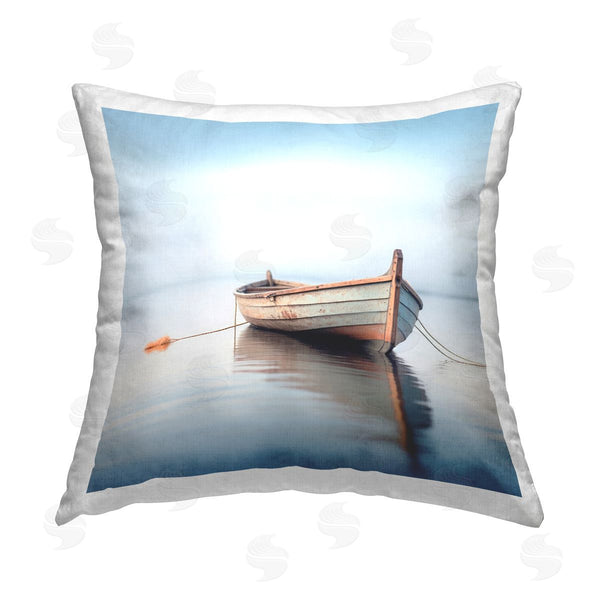 stupell industries Ray Powers | Calm Boat Reflection Printed Throw Pillow