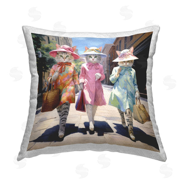 Stupell Industries Ray Powers | Cats Shopping In Town Printed Throw Pillow