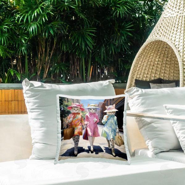 Stupell Industries Ray Powers | Cats Shopping In Town Printed Throw Pillow