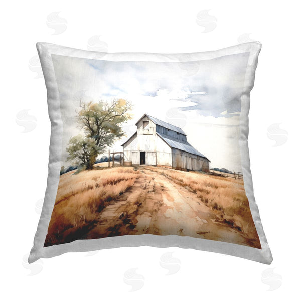stupell industries Ray Powers | Countryside Barn Scenery Printed Throw Pillow
