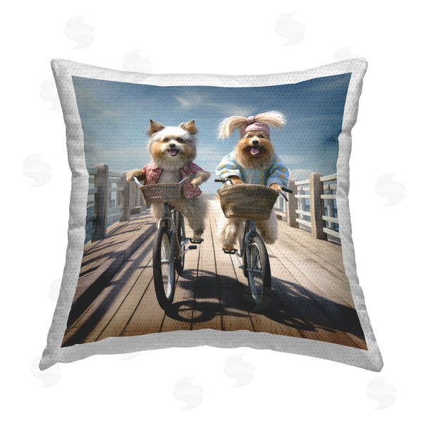 Stupell Industries Ray Powers | Dogs Cycling Landscape Printed Throw Pillow