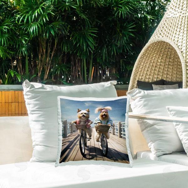 Stupell Industries Ray Powers | Dogs Cycling Landscape Printed Throw Pillow