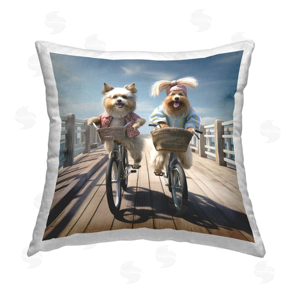 stupell industries Ray Powers | Dogs Cycling Landscape Printed Throw Pillow