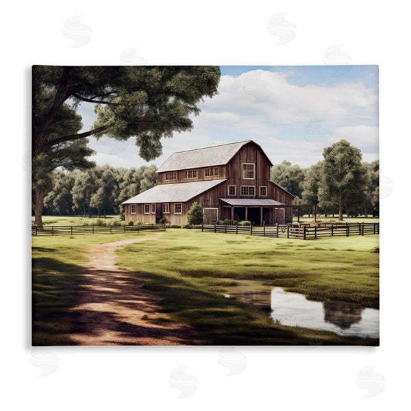 stupell industries Ray Powers | Farmhouse Barn & Stream