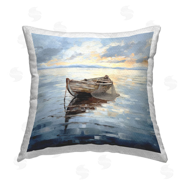 Stupell Industries Ray Powers | Fishing Boat Landscape Printed Throw Pillow