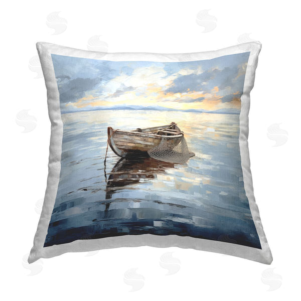 stupell industries Ray Powers | Fishing Boat Landscape Printed Throw Pillow