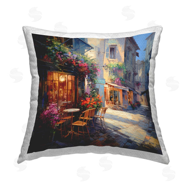 Stupell Industries Ray Powers | Floral Town Bistro Printed Throw Pillow