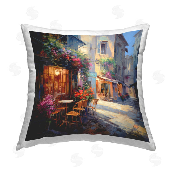 stupell industries Ray Powers | Floral Town Bistro Printed Throw Pillow