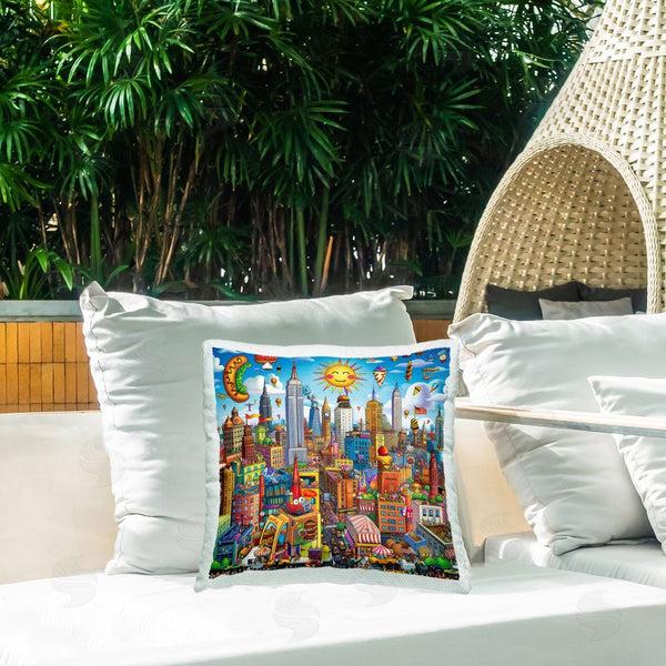 Stupell Industries Ray Powers | Fun Zany Cityscape Printed Throw Pillow